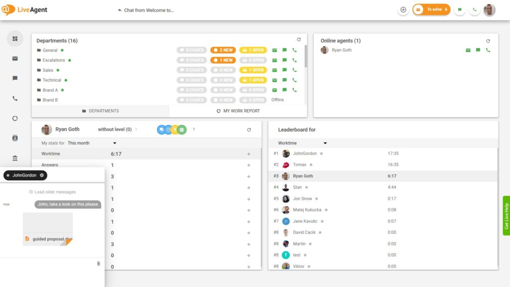 Вътрешен работен чат LiveAgent